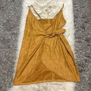 Mustard Yellow Plaid Wrap Dress